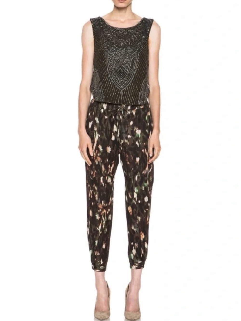 Haute Hippie The Keith 100% Silk Cargo Jogger Pants Abstract Print Medium